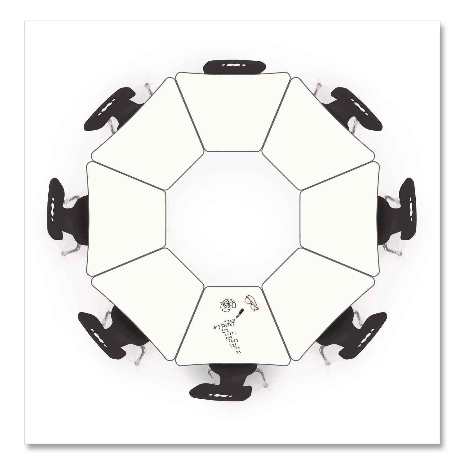 Hierarchy Beam Desk, 34.4" X 24" X 18" To 29", White Porcelain Steel With Black Legs, Ships In Two Boxes (Worksurface/Legs)