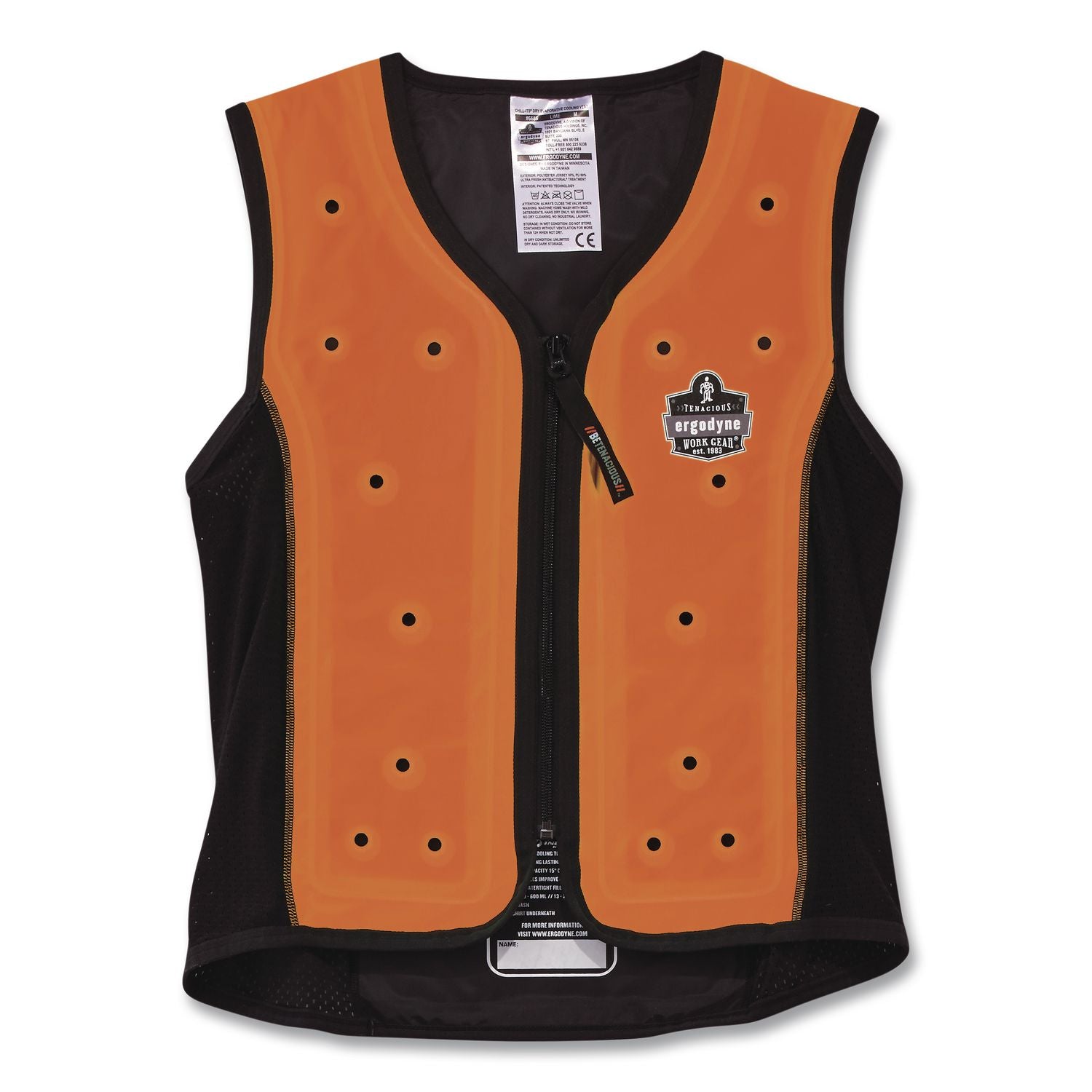 Chill-Its 6685 Premium Dry Evaporative Cooling Vest With Zipper, Polyester/Polyurethane, 3X-Large, Orange