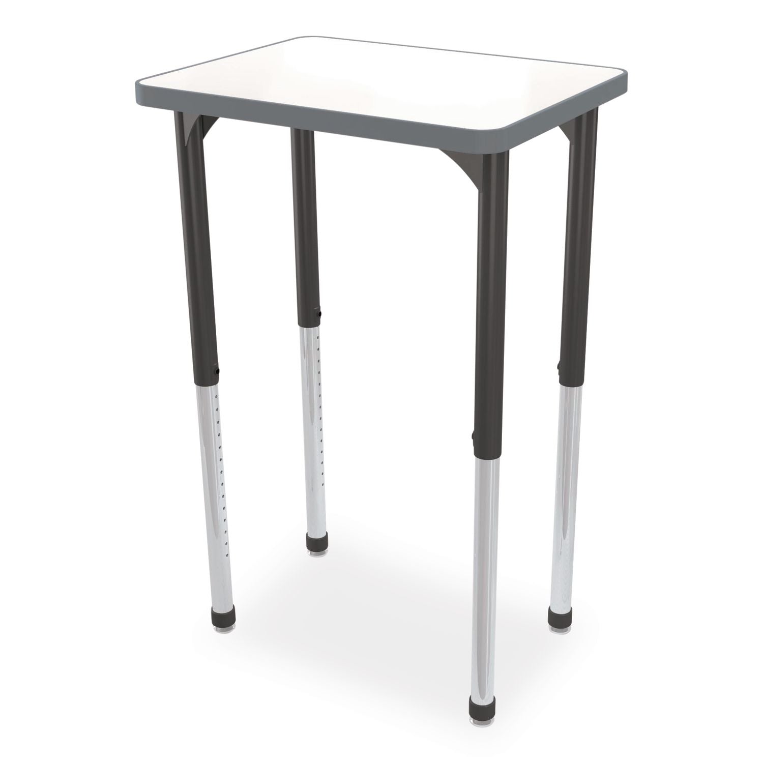 Hierarchy Rectangle Desk, 26" X 20" X 18" To 29", White Porcelain Steel Top/Black Legs