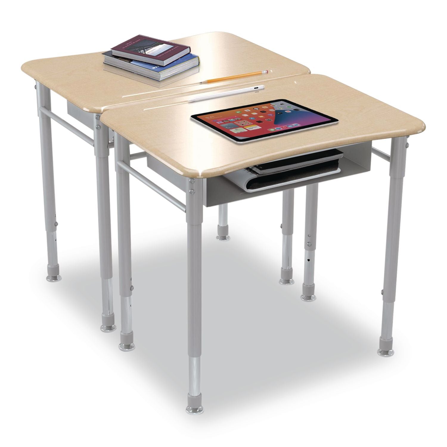 Astute Hard Plastic Desk, 26" X 19.3" X 23.1" To 33.1", Fusion Maple, 2/Carton
