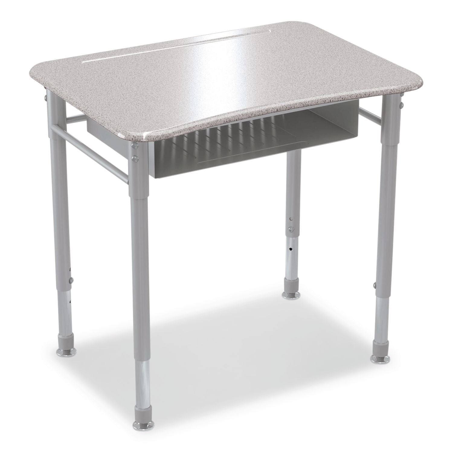 Astute Hard Plastic Desk, 26" X 19.3" X 23.1" To 33.1", Gray Nebula, 2/Carton