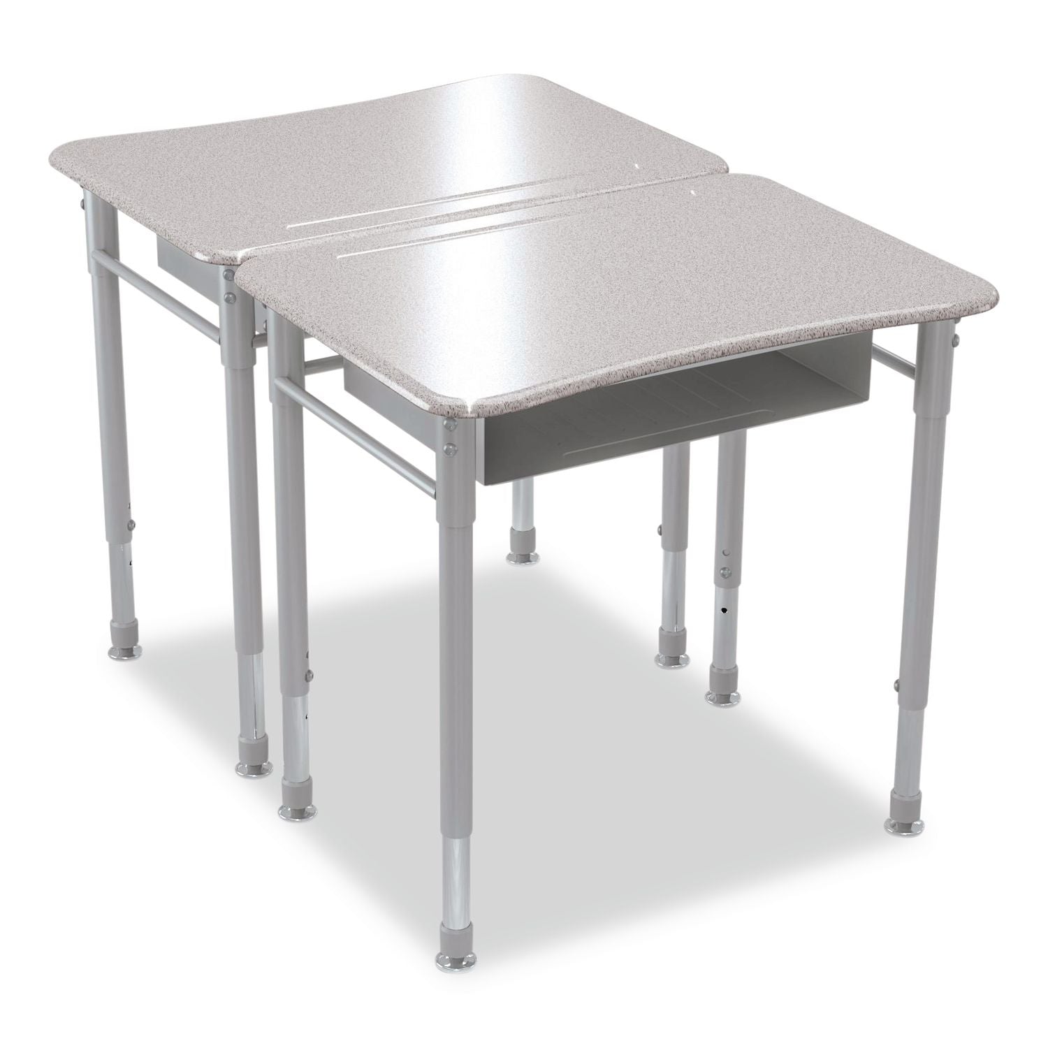 Astute Hard Plastic Desk, 26" X 19.3" X 23.1" To 33.1", Gray Nebula, 2/Carton