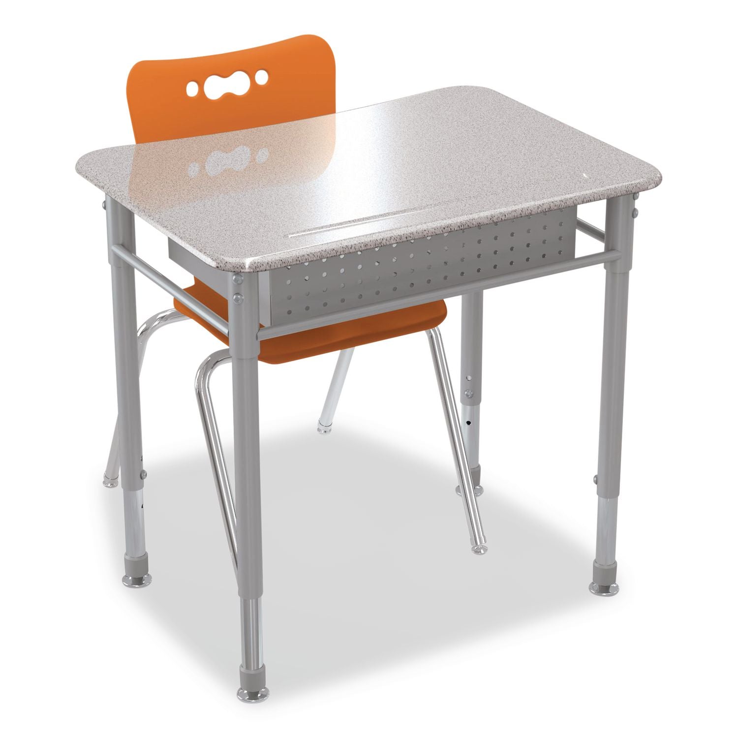 Astute Hard Plastic Desk, 26" X 19.3" X 23.1" To 33.1", Gray Nebula, 2/Carton