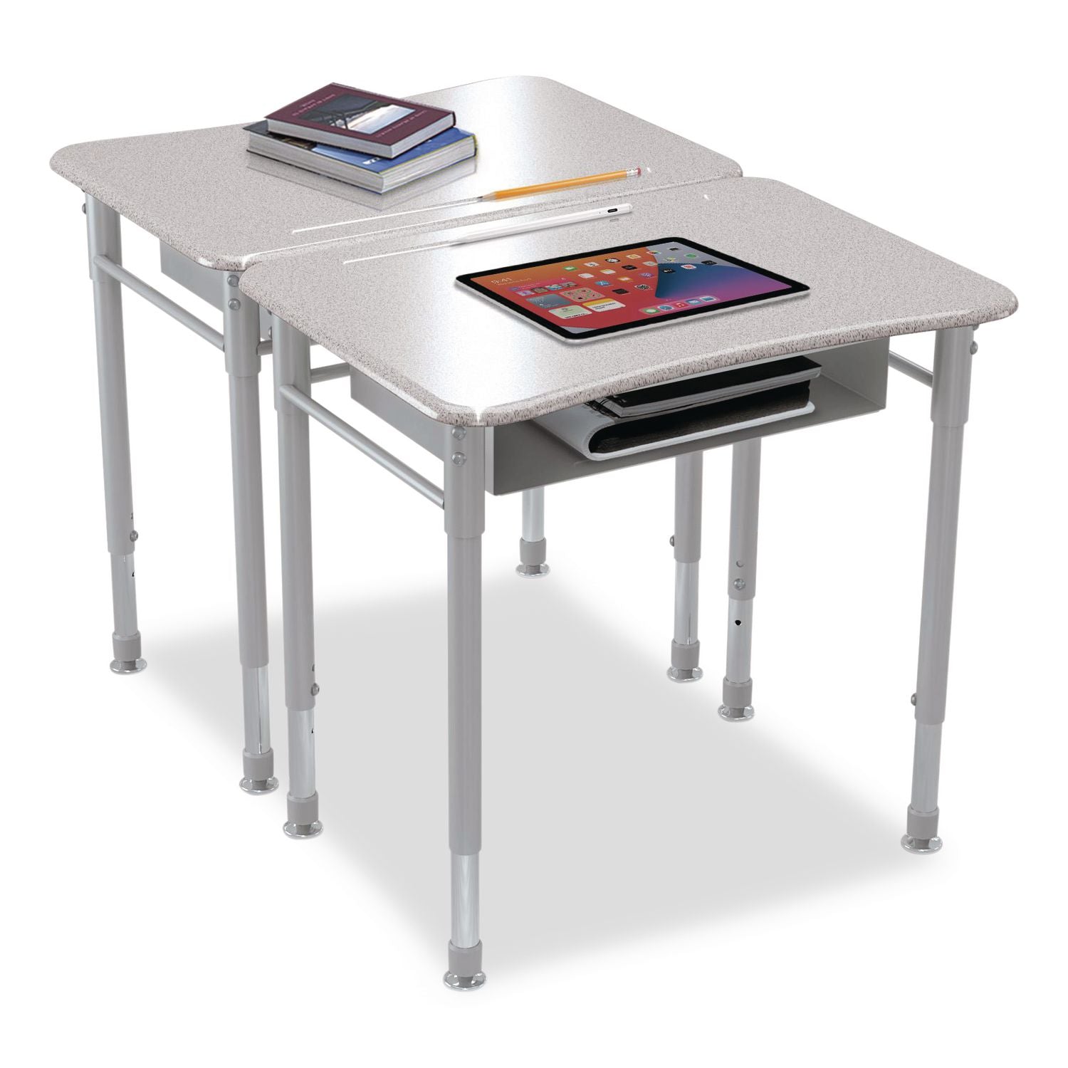 Astute Hard Plastic Desk, 26" X 19.3" X 23.1" To 33.1", Gray Nebula, 2/Carton
