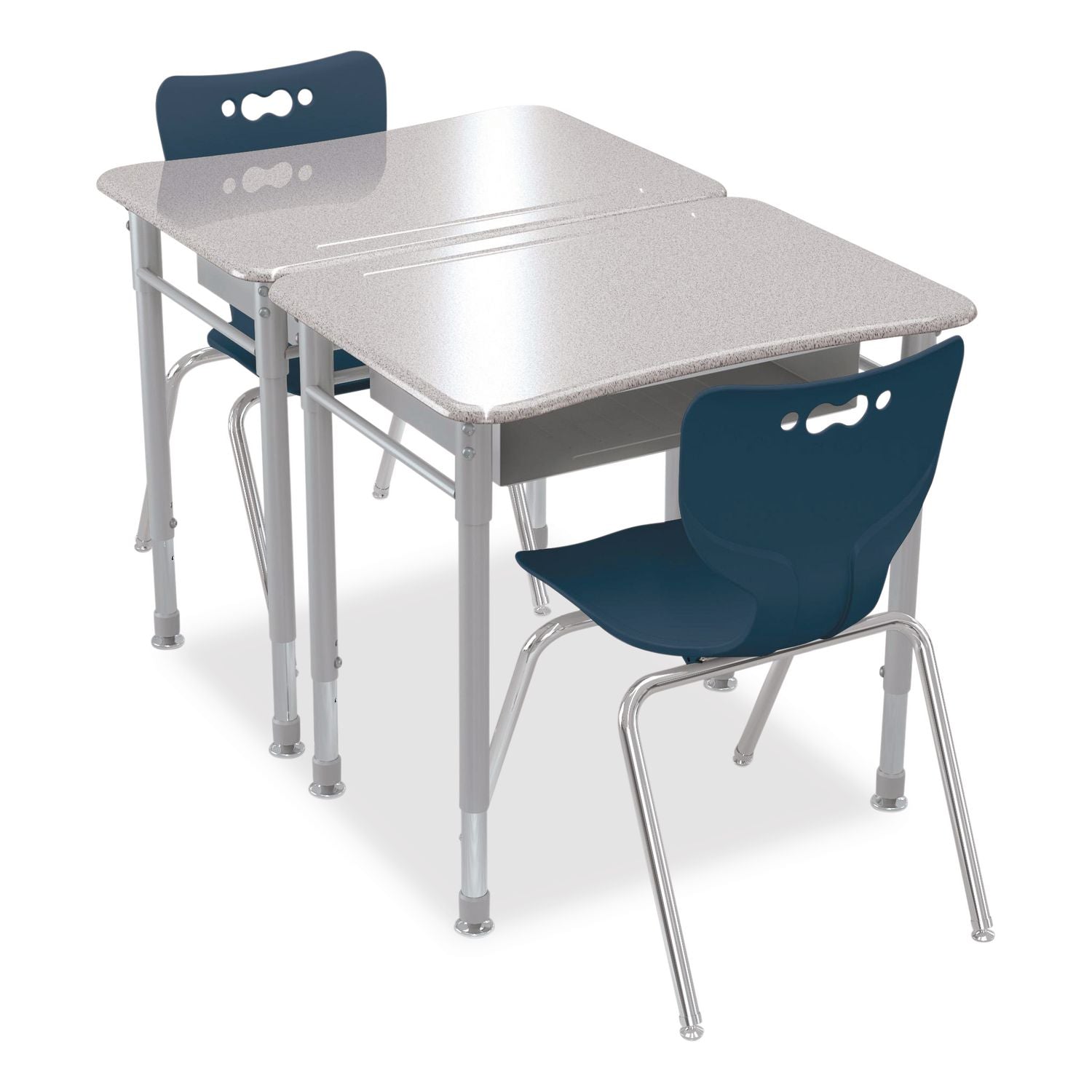 Astute Hard Plastic Desk, 26" X 19.3" X 23.1" To 33.1", Gray Nebula, 2/Carton