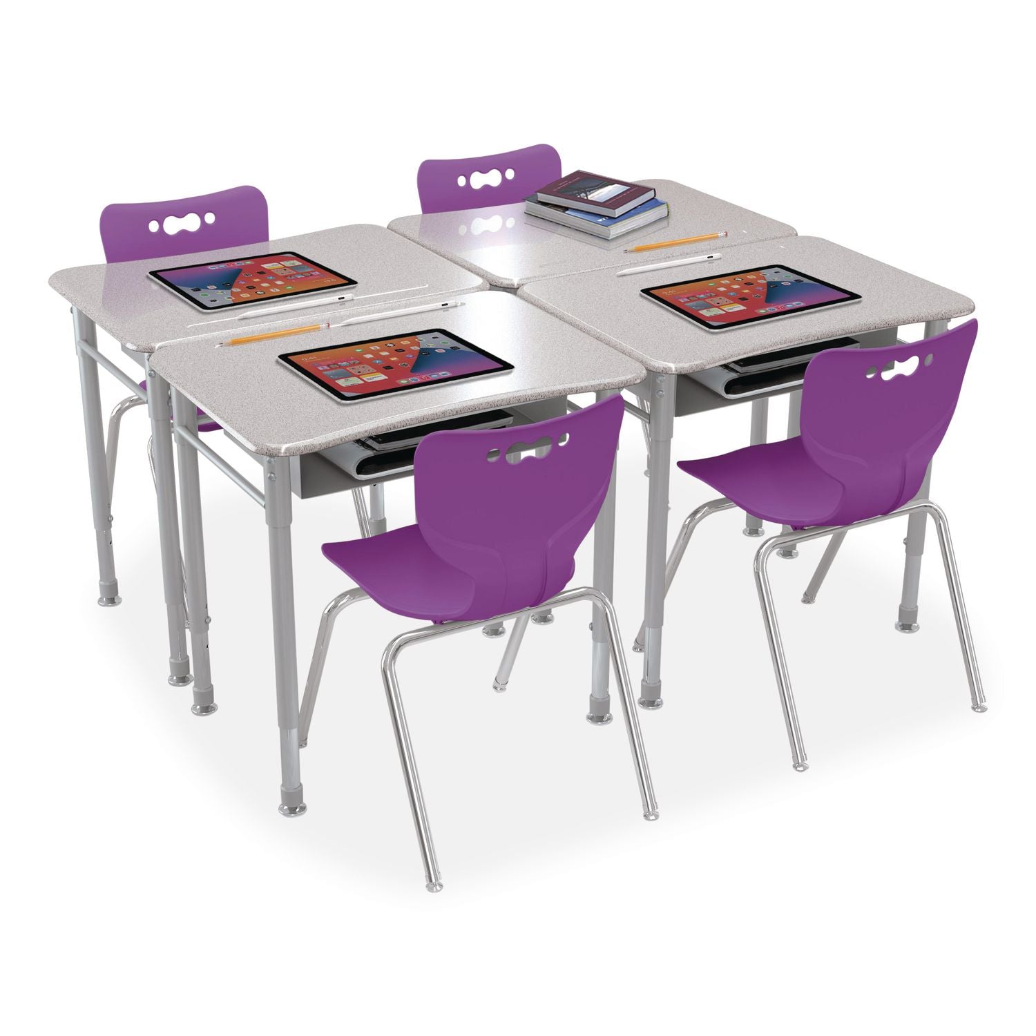 Astute Hard Plastic Desk, 26" X 19.3" X 23.1" To 33.1", Gray Nebula, 2/Carton
