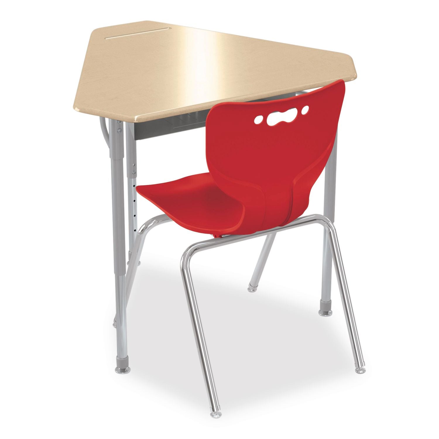 Astute Hard Plastic Desk, 33.8" X 29.8" X 23.1" To 33.1", Fusion Maple, 2/Carton