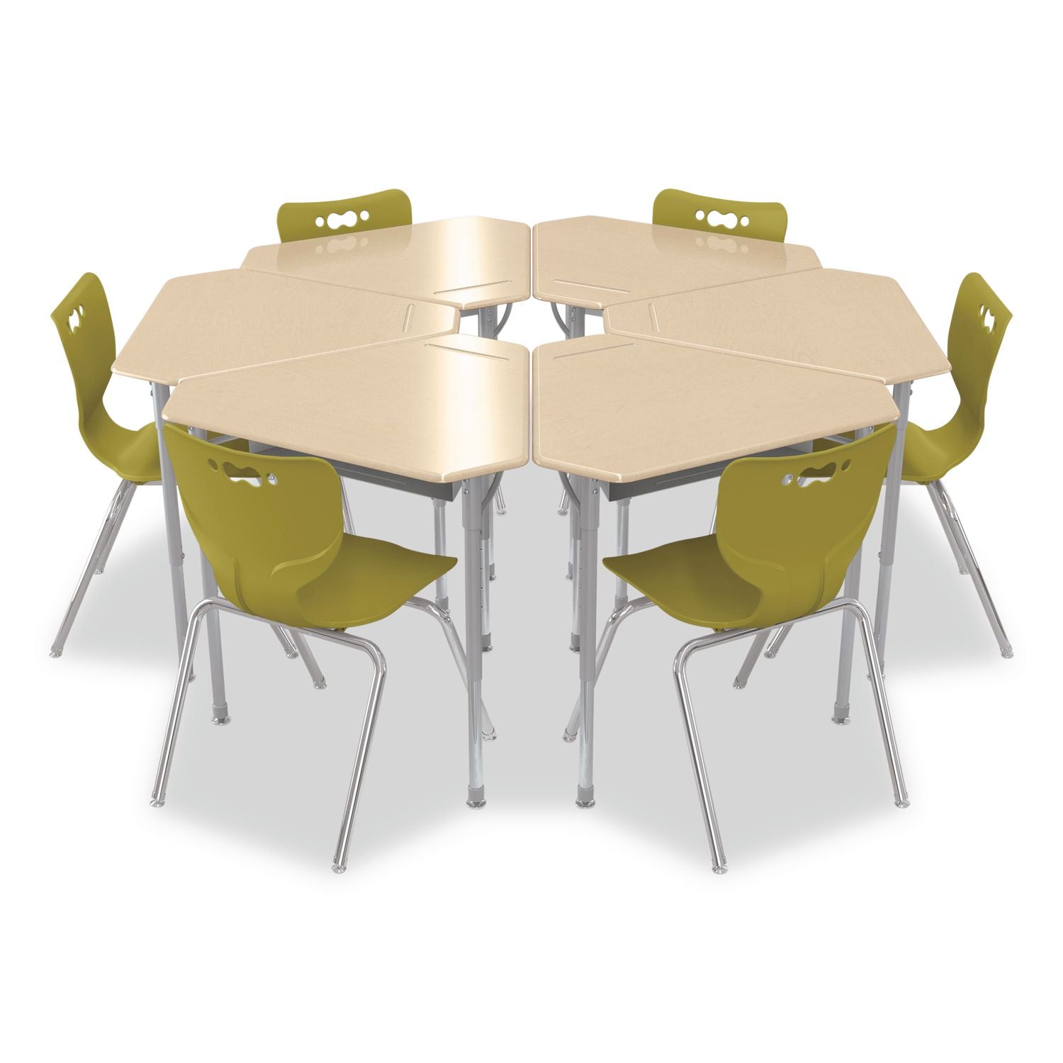 Astute Hard Plastic Desk, 33.8" X 29.8" X 23.1" To 33.1", Fusion Maple, 2/Carton