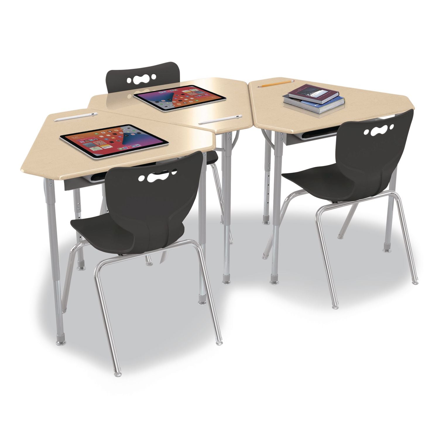 Astute Hard Plastic Desk, 33.8" X 29.8" X 23.1" To 33.1", Fusion Maple, 2/Carton