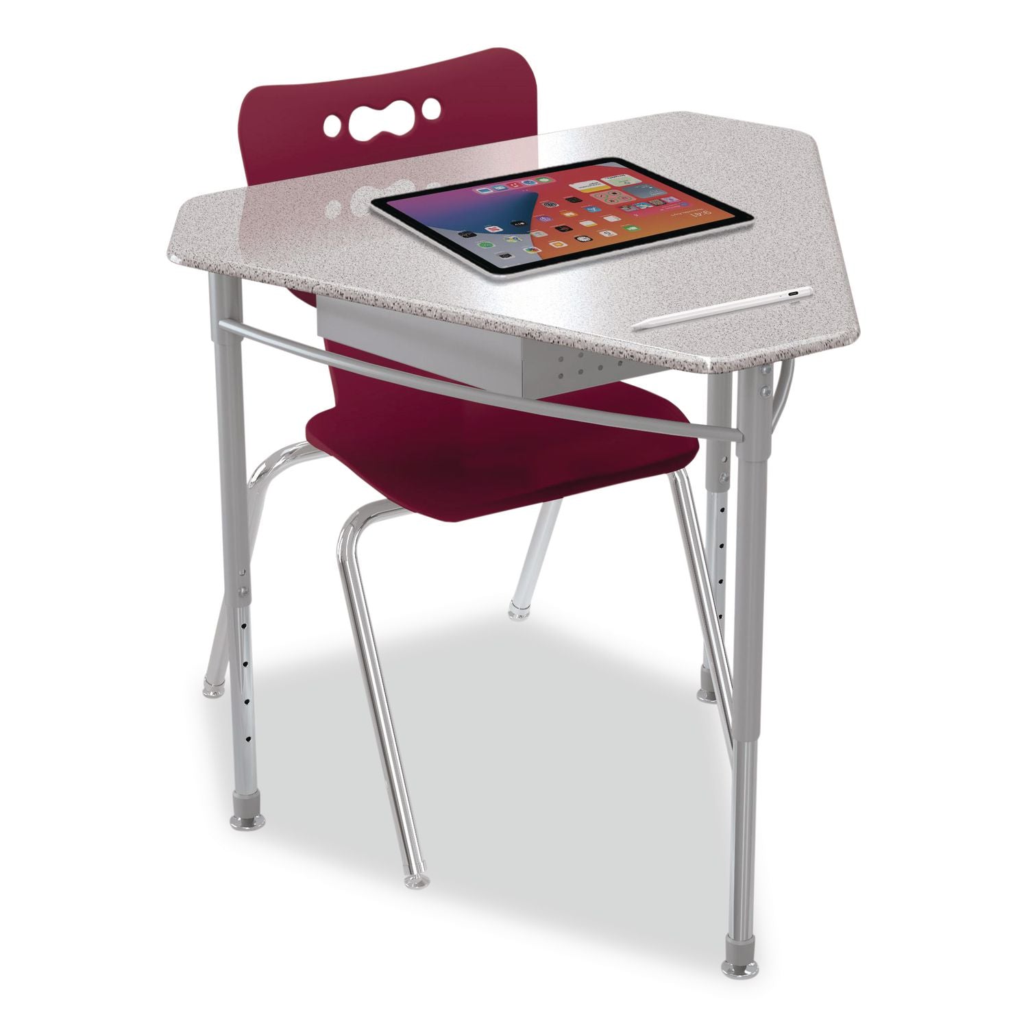Astute Hard Plastic Desk, 33.8" X 29.8" X 23.1" To 33.1", Gray Nebula, 2/Carton