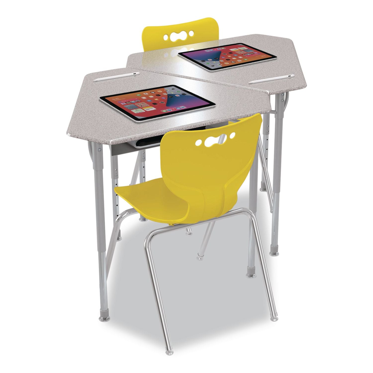 Astute Hard Plastic Desk, 33.8" X 29.8" X 23.1" To 33.1", Gray Nebula, 2/Carton
