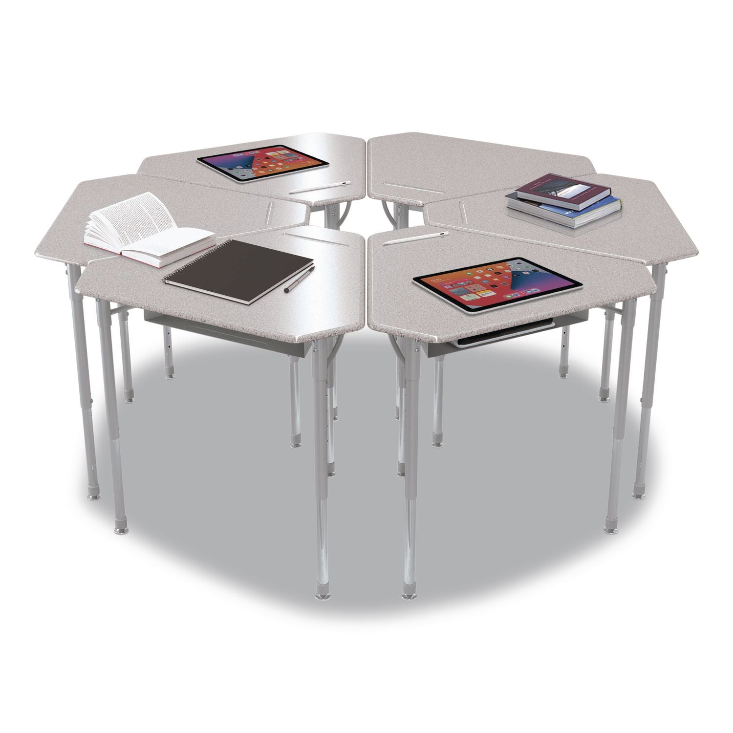 Astute Hard Plastic Desk, 33.8" X 29.8" X 23.1" To 33.1", Gray Nebula, 2/Carton