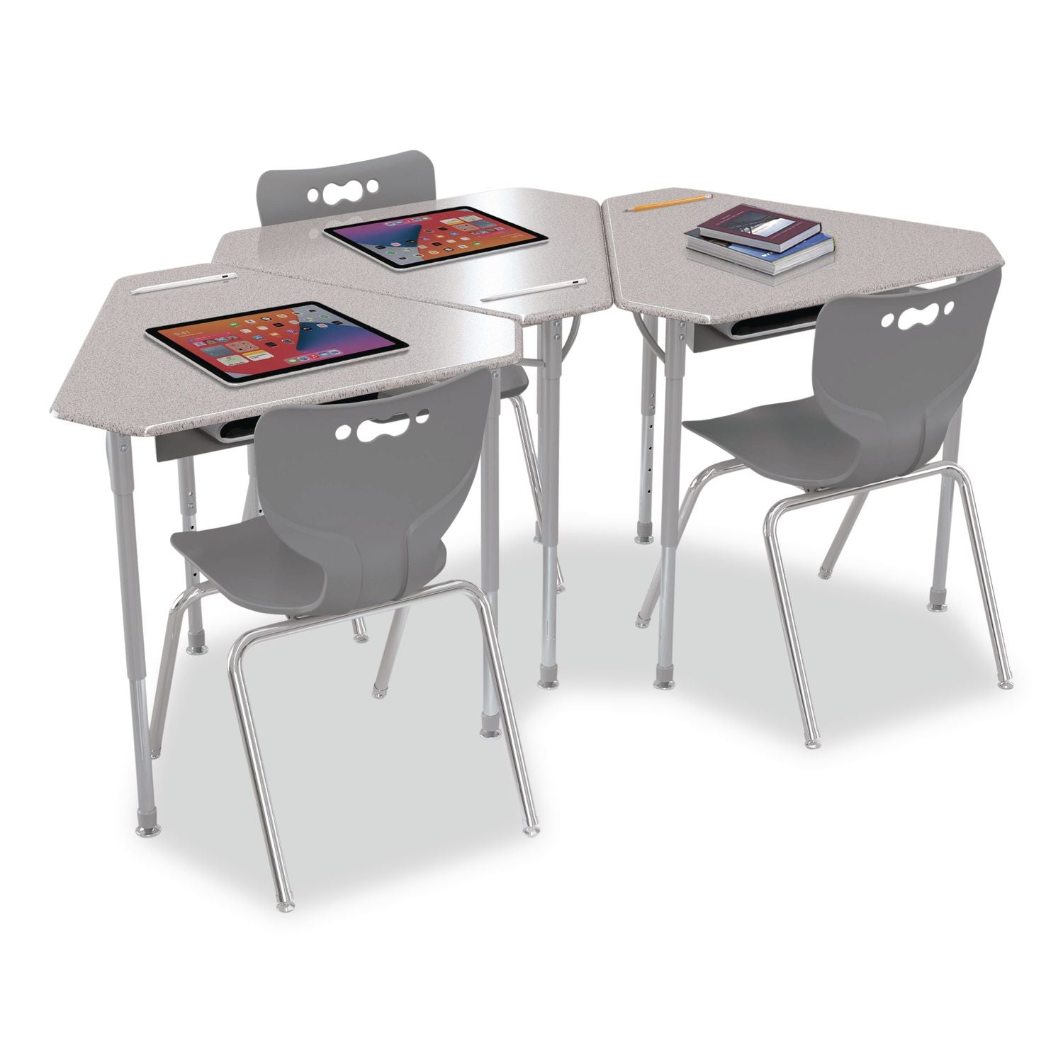 Astute Hard Plastic Desk, 33.8" X 29.8" X 23.1" To 33.1", Gray Nebula, 2/Carton