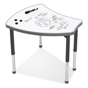 Hierarchy Shapes Desk, 30" X 25.8" X 18" To 29", White Dry Erase/Black Legs, Ships In Two Boxes (Worksurface And Legs)