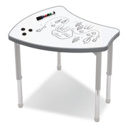 Hierarchy Shapes Desk, 30" X 25.8" X 18" To 29", White Dry Erase/Platinum Legs, Ships In Two Boxes (Worksurface And Legs)