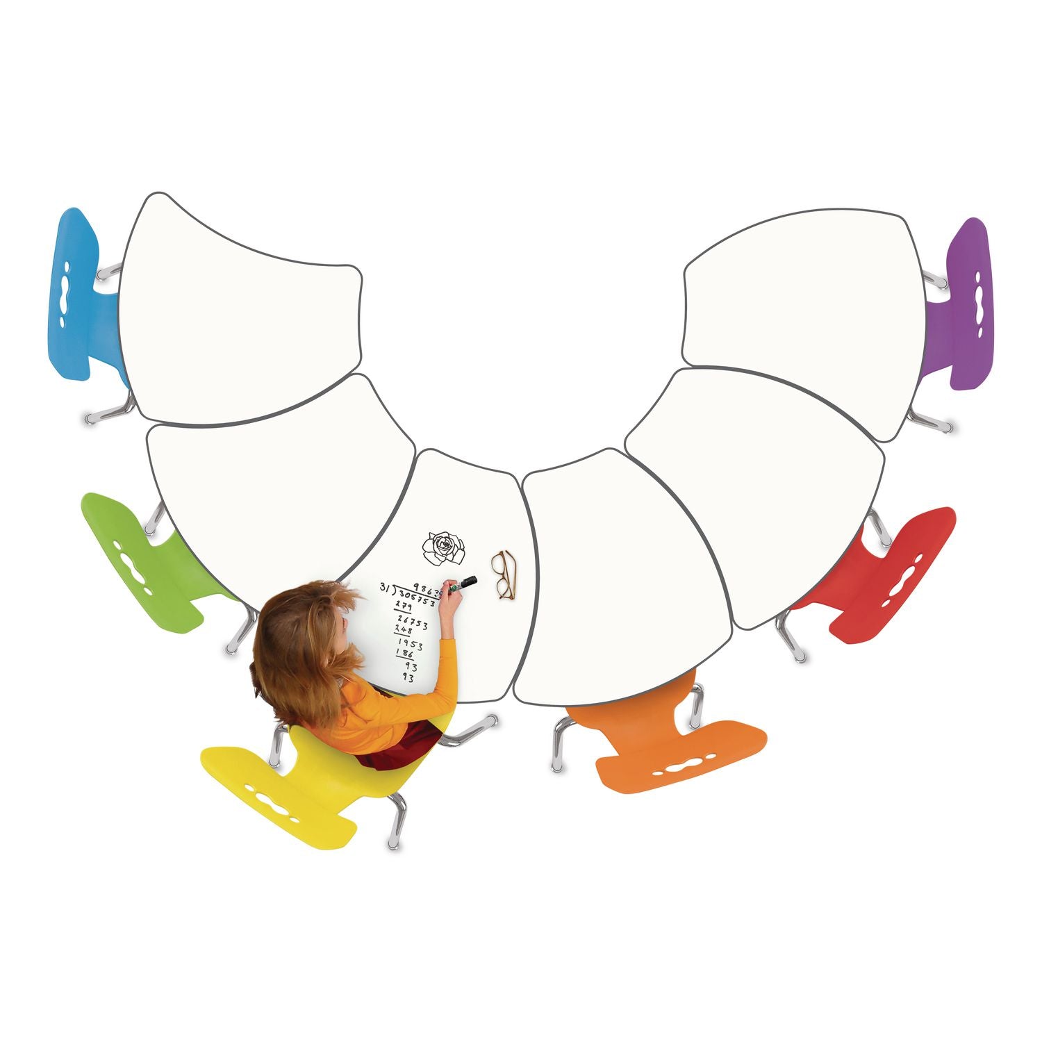 Hierarchy Shapes Desk, 30" X 25.8" X 18" To 29", White Dry Erase/Black Legs, Ships In Two Boxes (Worksurface And Legs)