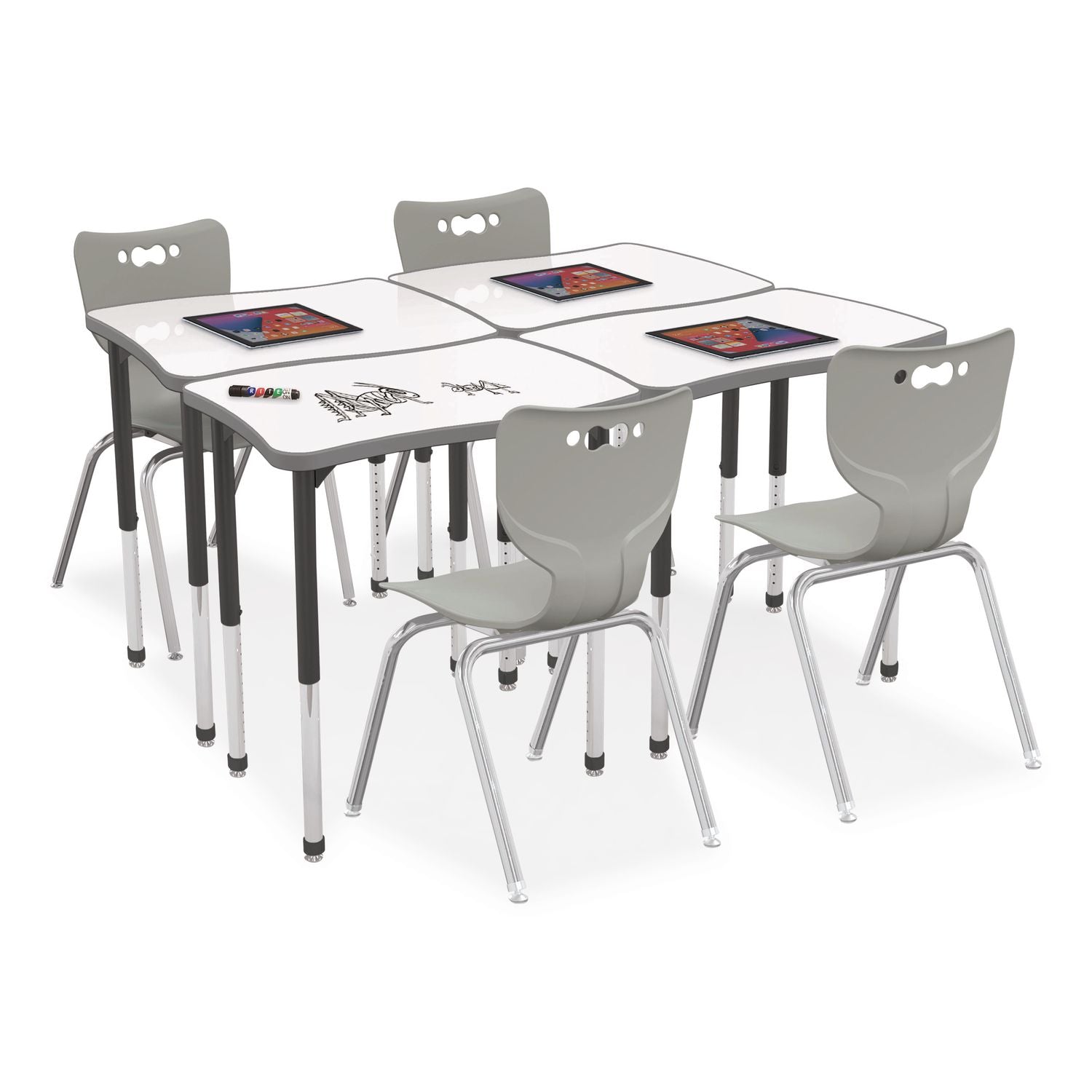 Hierarchy Creator Rectangle Desk, 32.1" X 21.4" X 18" To 29", White Dry Erase/Black Legs, Ships In Two Boxes(Worksurface/Legs)