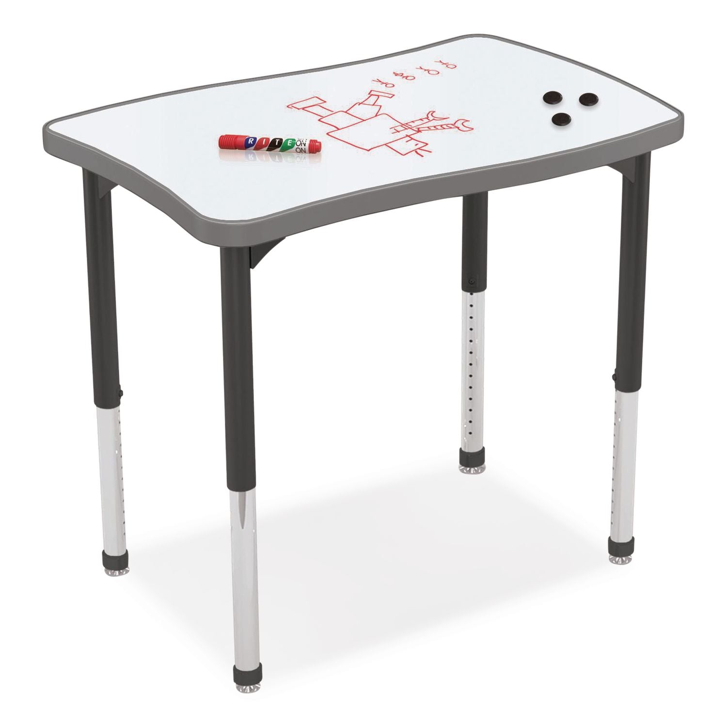 Hierarchy Creator Rectangle Desk, 32.1" X 21.4" X 18" To 29", White Dry Erase/Black Legs, Ships In Two Boxes(Worksurface/Legs)