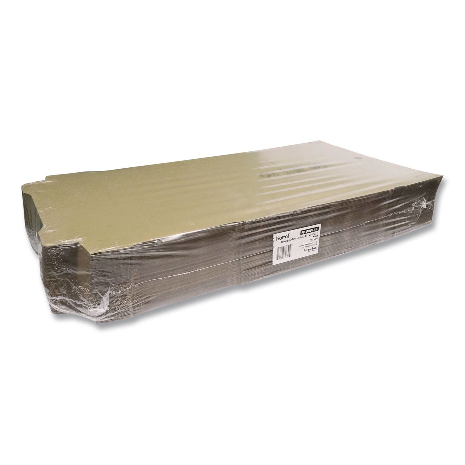 Corrugated Pizza Box, 14 X 14 X 2, Kraft, Cardboard, 50/Carton