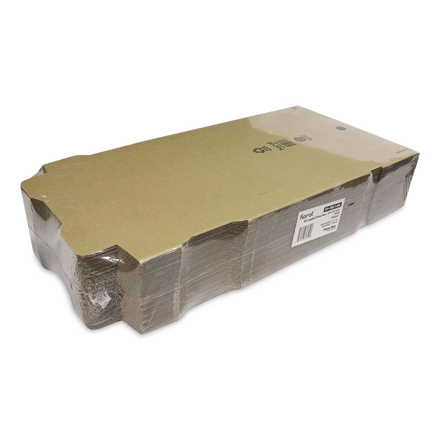 Corrugated Pizza Box, 10 X 10 X 2, Kraft, Cardboard, 50/Carton