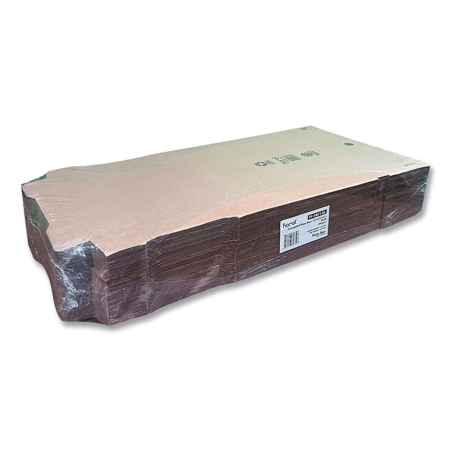 Corrugated Pizza Box, 12 X 12 X 2, Kraft, Cardboard, 50/Carton
