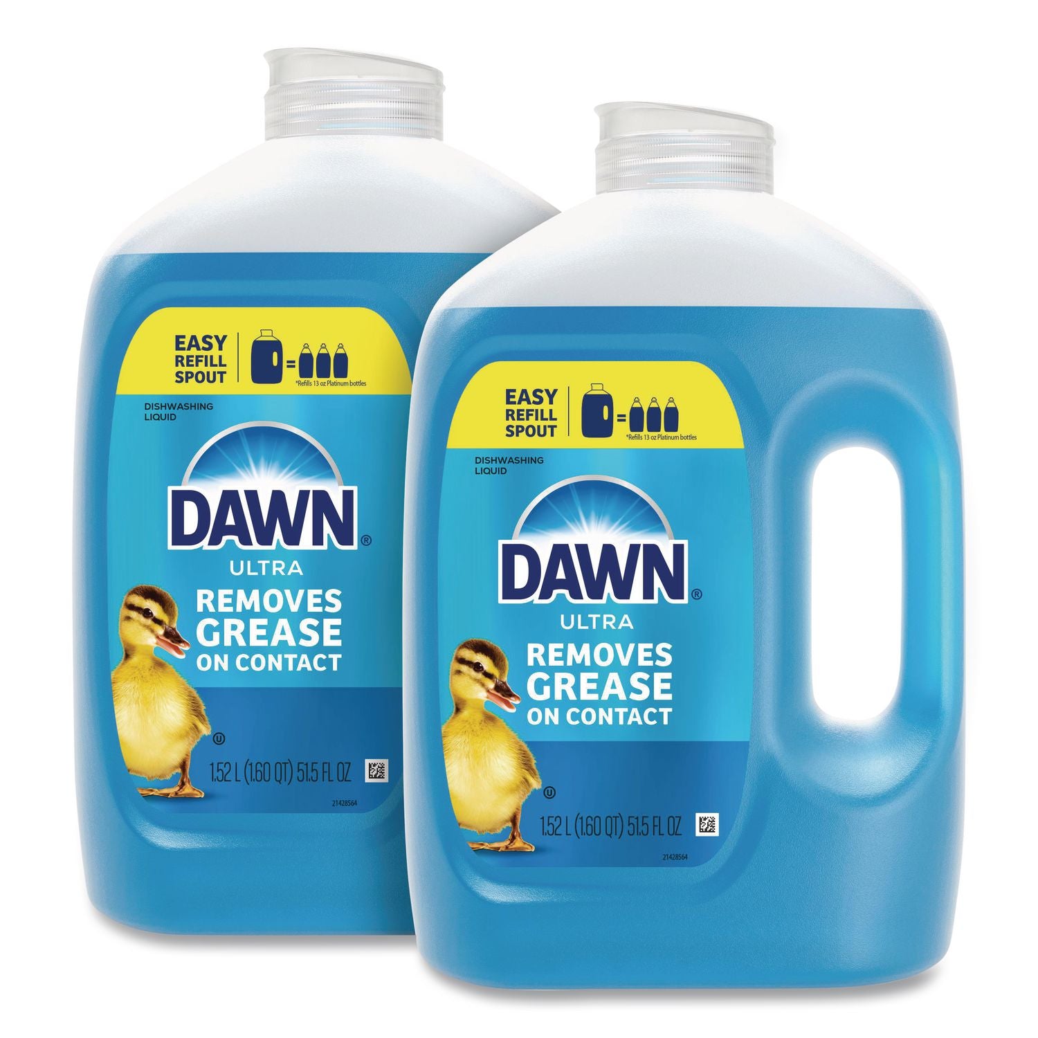 Ultra Dishwashing Liquid Refill Jug, Unscented, 51.5 Oz Jug, 2/Carton