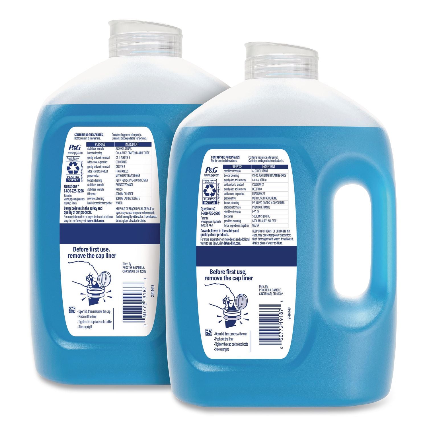 Ultra Dishwashing Liquid Refill Jug, Unscented, 51.5 Oz Jug, 2/Carton