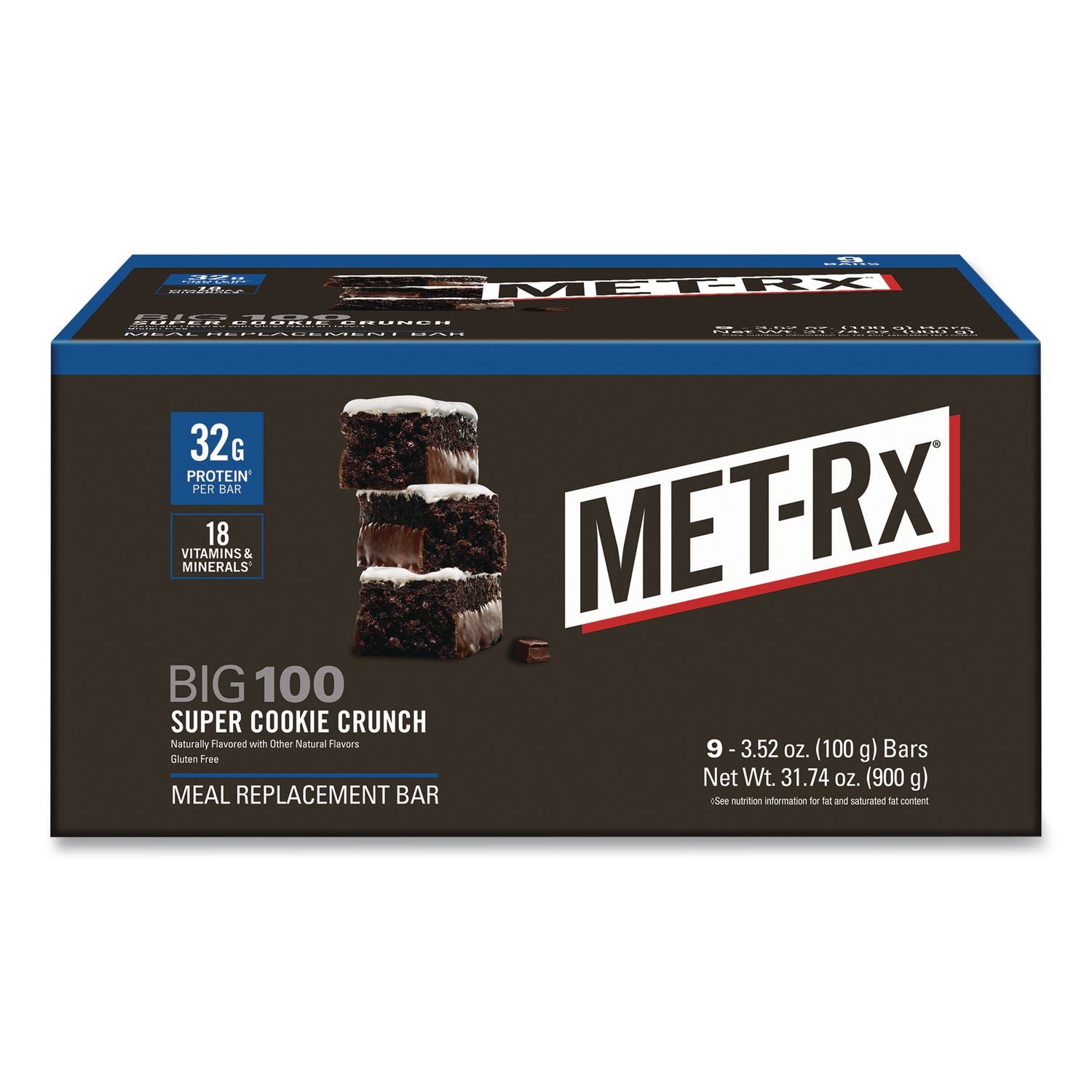 Big 100 Gluten Free Super Cookie Crunch Protein Bar, 3.52 Oz, Individually Wrapped, 9/Box