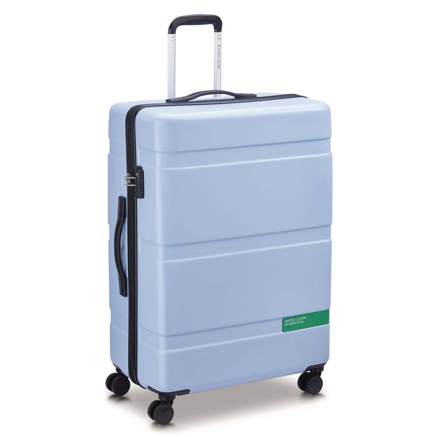 United Colors Of Benetton X DELSEY PARIS NOW! 27" Hardside Spinner Suitcase, 20 X 11.5 X 30, Light Blue