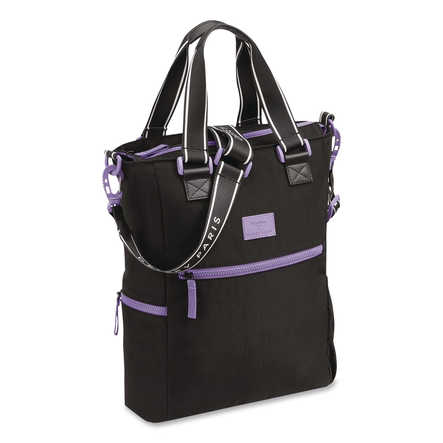 Florence By Mills Your Story Tote Bag, 15.6" Laptop Compartment, 12.5" X 4.75" X 14.25", Black/Purple