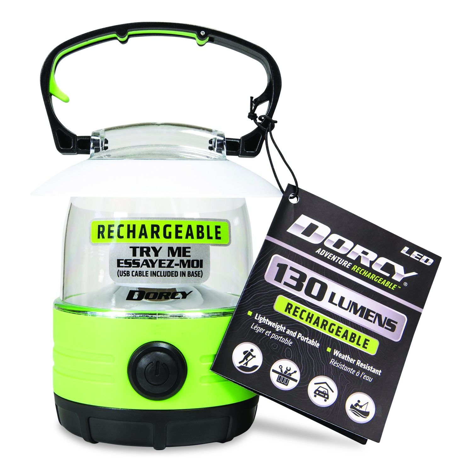 Rechargeable Area Table Lantern, Rechargeable Lithium Ion Battery (Included), Green