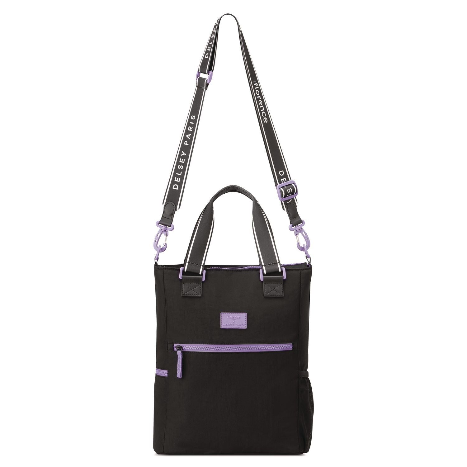 Florence By Mills Your Story Tote Bag, 15.6" Laptop Compartment, 12.5" X 4.75" X 14.25", Black/Purple