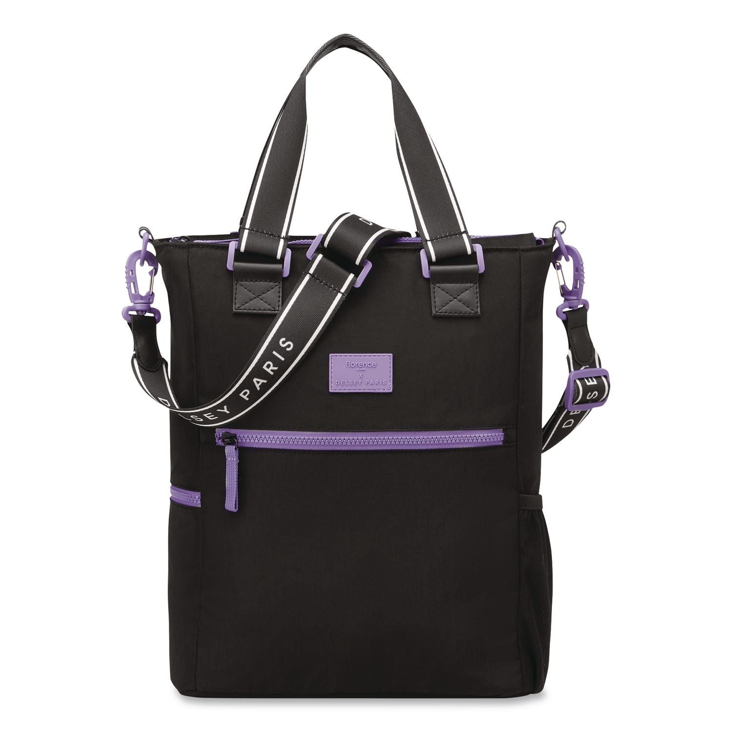 Florence By Mills Your Story Tote Bag, 15.6" Laptop Compartment, 12.5" X 4.75" X 14.25", Black/Purple