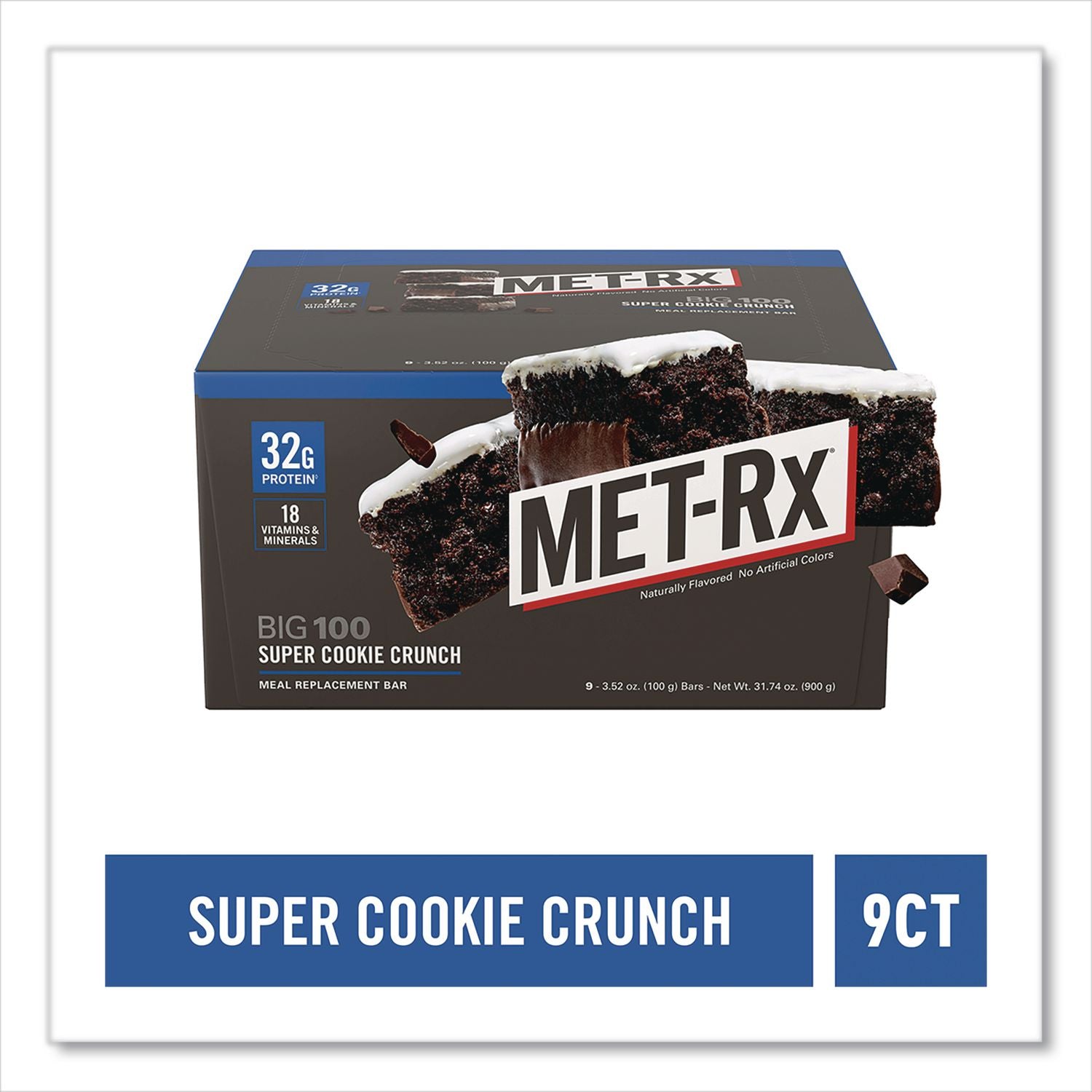 Big 100 Gluten Free Super Cookie Crunch Protein Bar, 3.52 Oz, Individually Wrapped, 9/Box