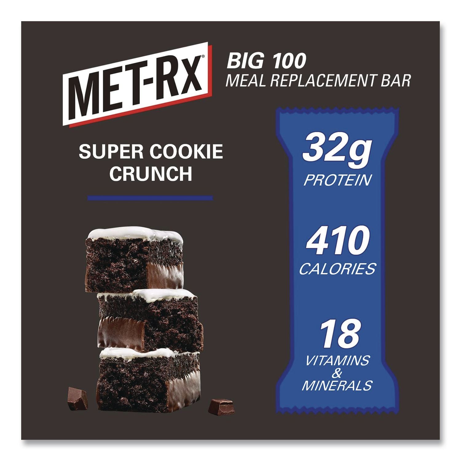 Big 100 Gluten Free Super Cookie Crunch Protein Bar, 3.52 Oz, Individually Wrapped, 9/Box
