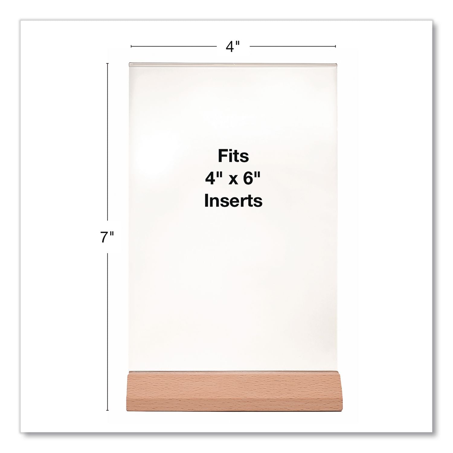 Acrylic Sign Holder With Wood Base, 4 X 6 Insert