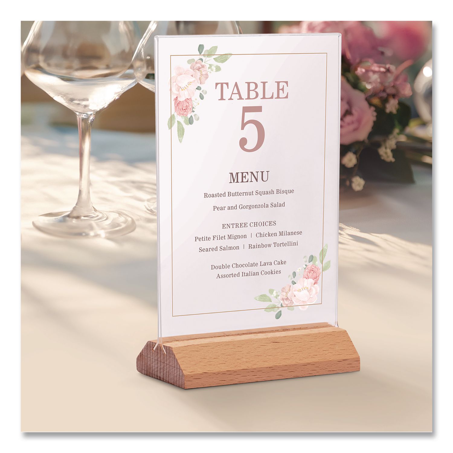 Acrylic Sign Holder With Wood Base, 5 X 7 Insert