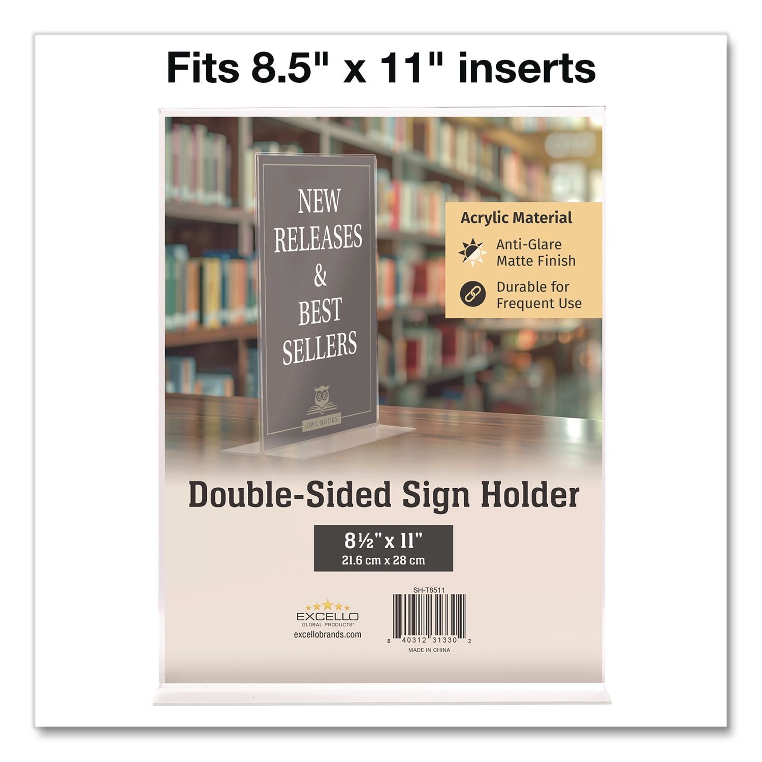 Double-Sided Sign Holder, 8.5 X 11 Insert