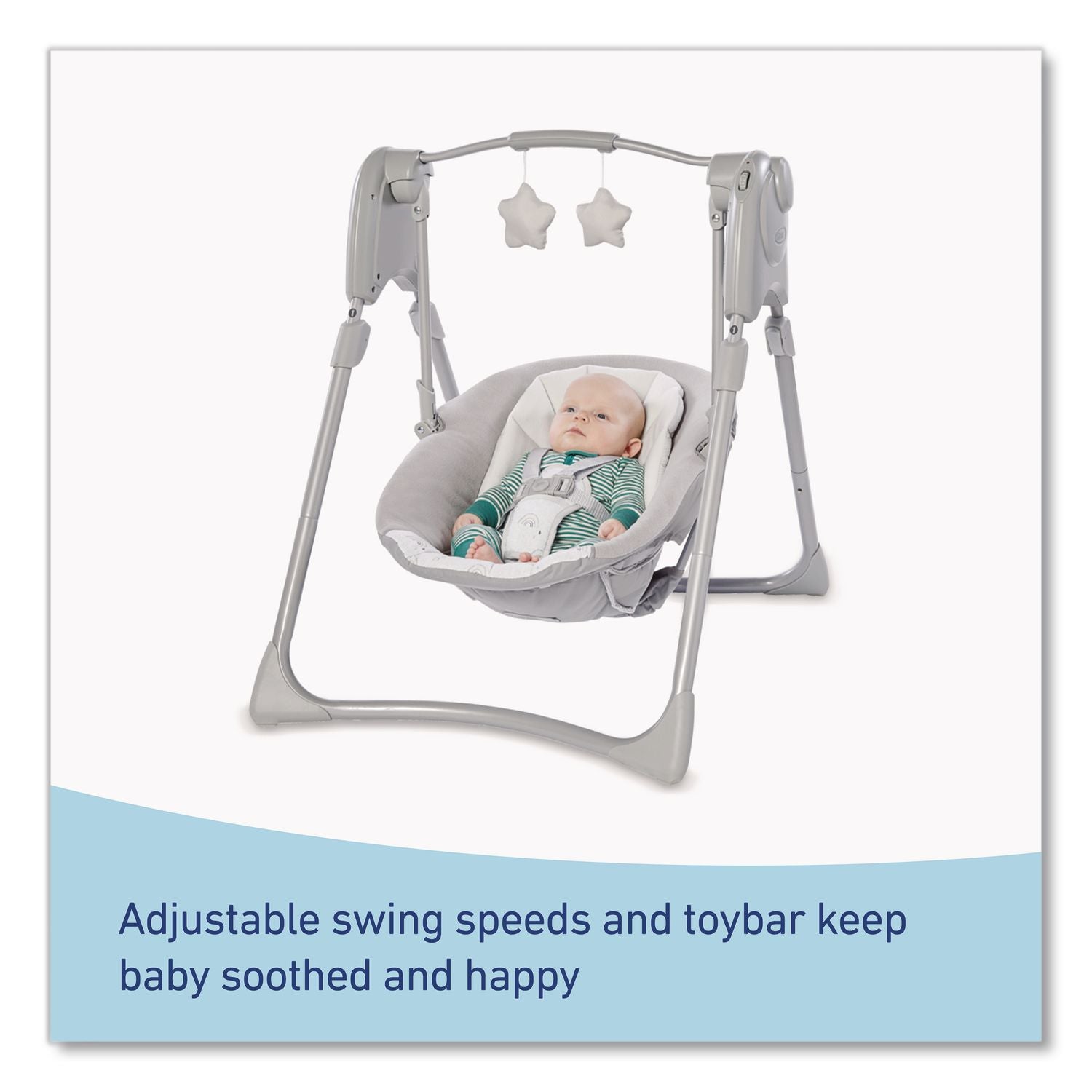 Slim Spaces Compact Baby Swing, Supports Up To 25 Lb, 23.25 X 28.75 X 32.5, Gray