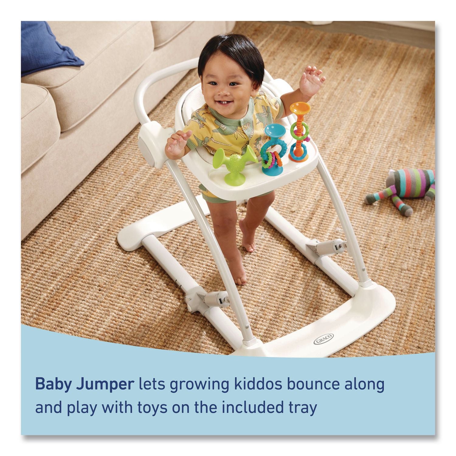 Jumpstart 4-In-1 Activity Bouncer, Supports Up To 40 Lb, 7.44 X 30.79 X 28.11, Wren Seat, Beige Base