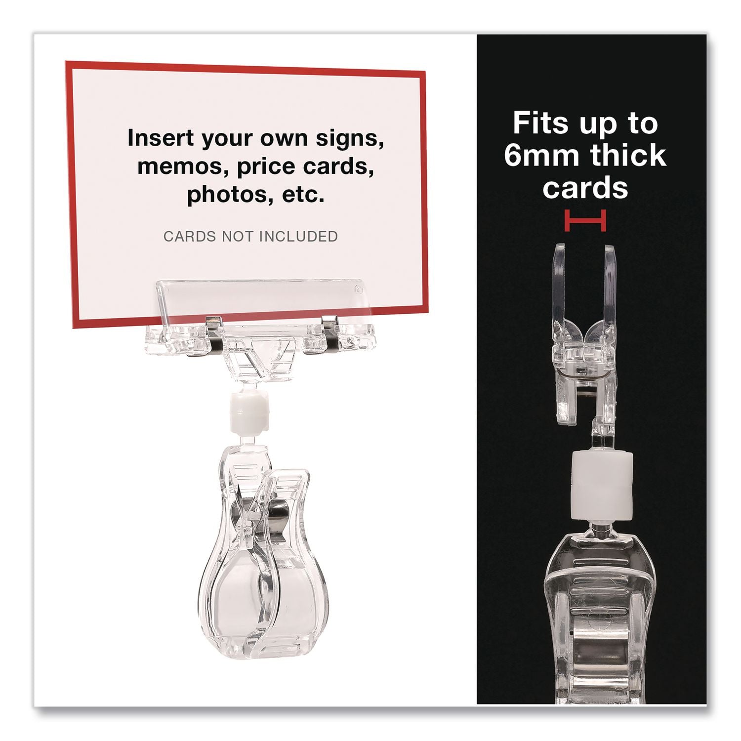 Sign Holder Clips, Clear, 10/Pack