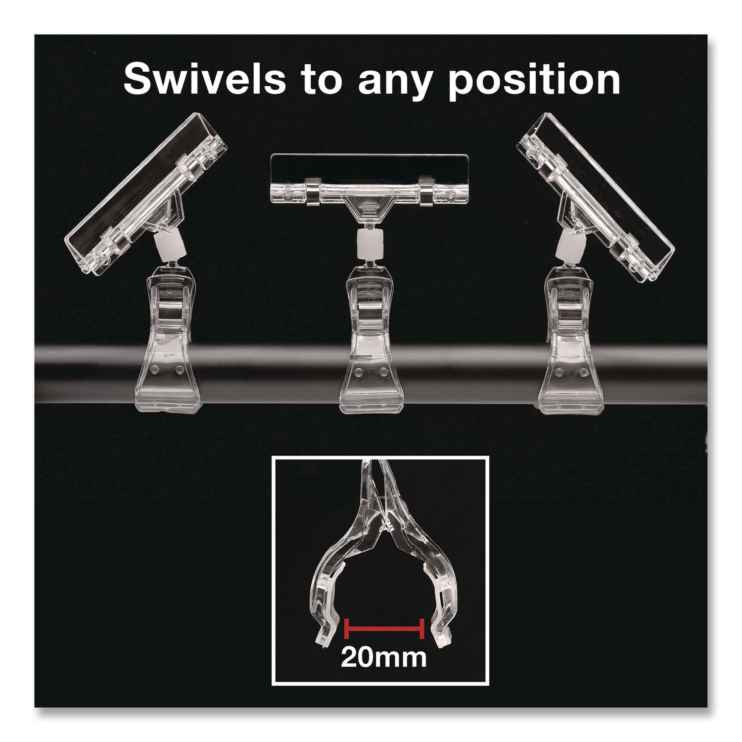 Sign Holder Clips, Clear, 10/Pack