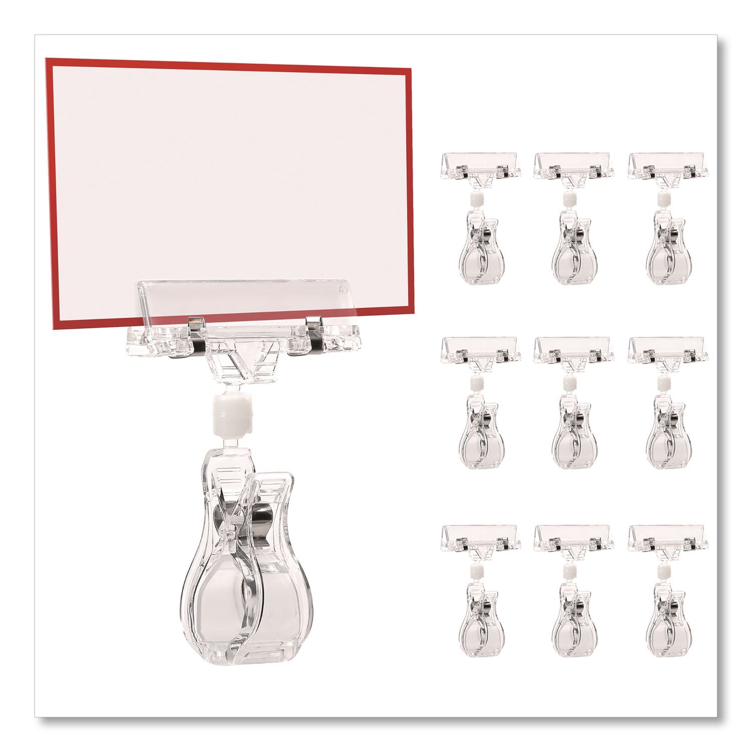 Sign Holder Clips, Clear, 10/Pack