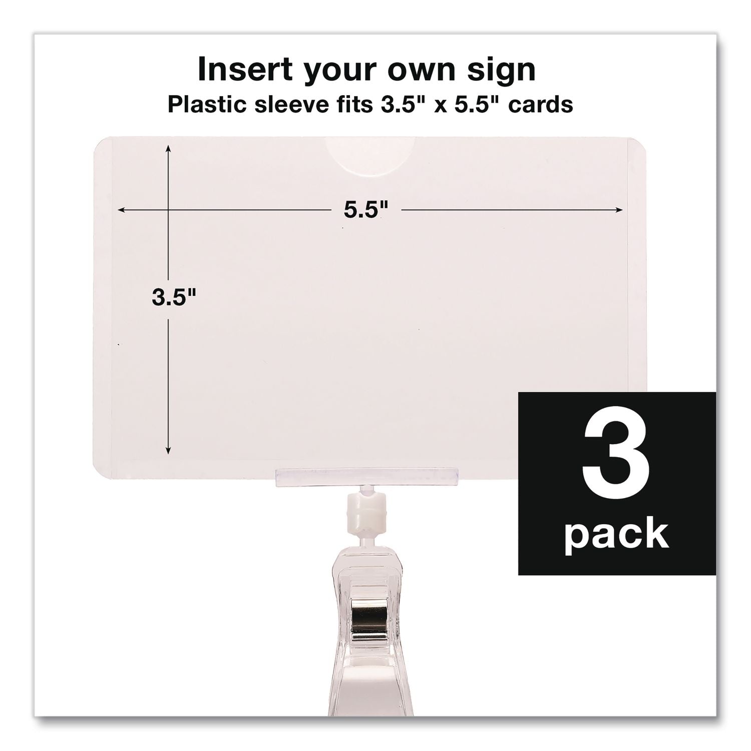 Swivel Clip Signs, Clear, 3/Pack