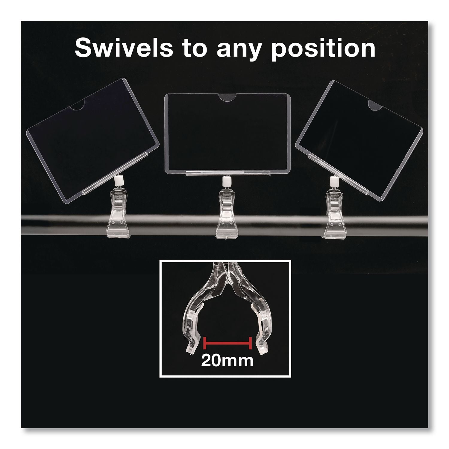 Swivel Clip Signs, Clear, 3/Pack