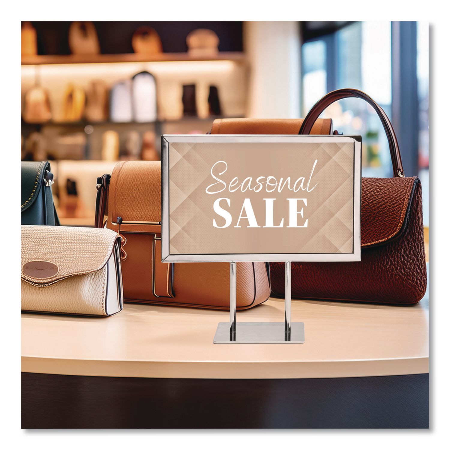 Metal Countertop Sign Holder, 7 X 11 Insert, Silver