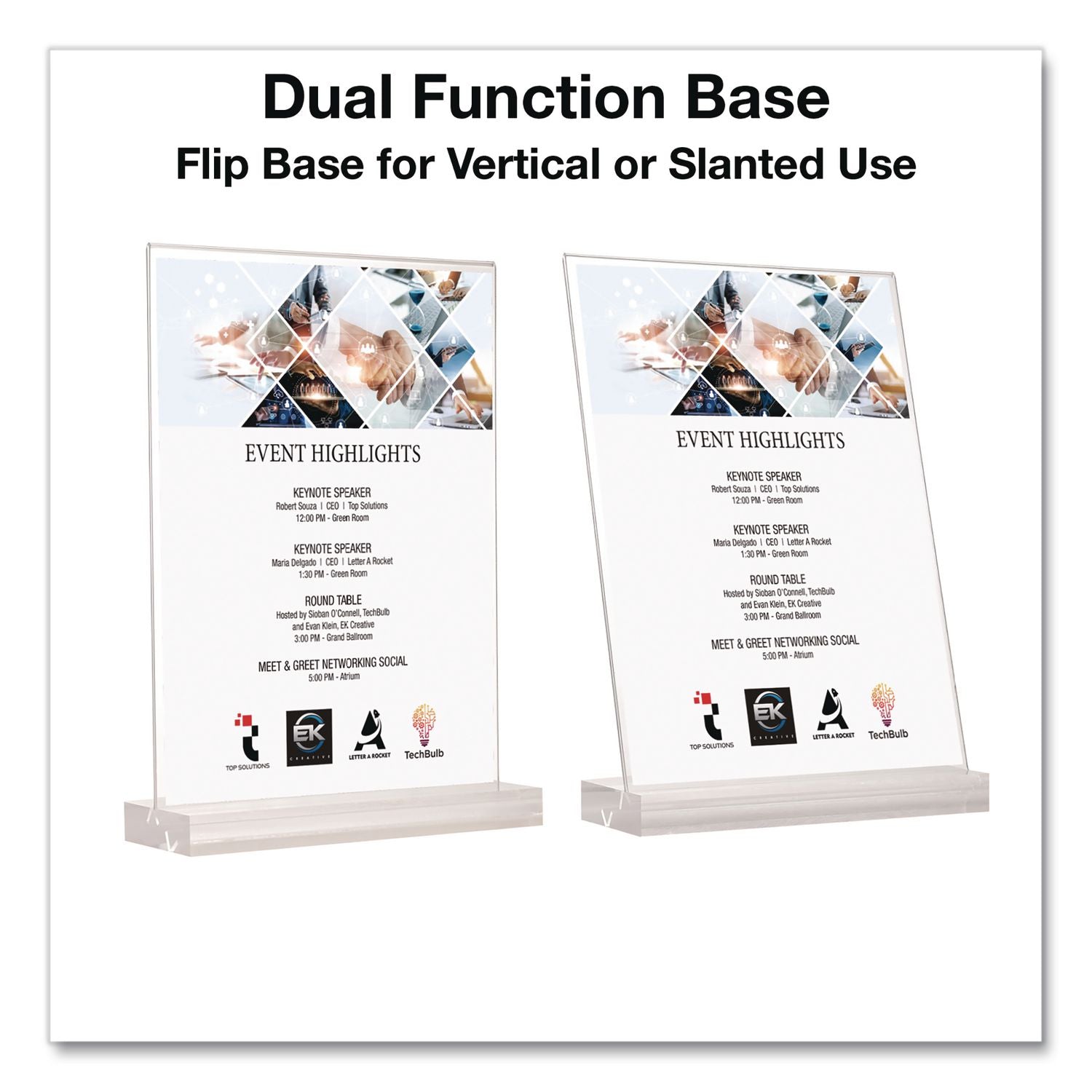 Acrylic Sign Holder With Dual Function Base, 5 X 7 Insert