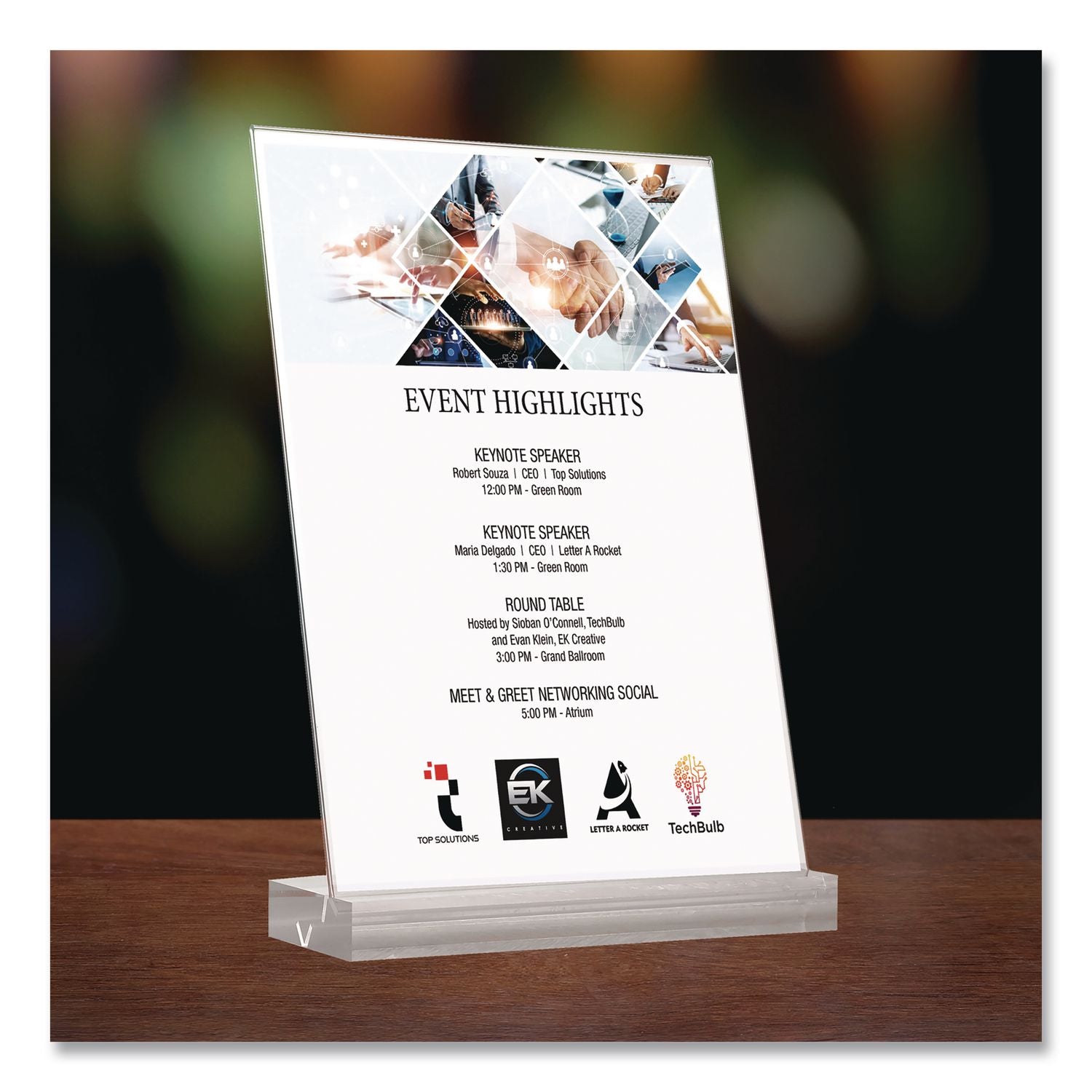 Acrylic Sign Holder With Dual Function Base, 5 X 7 Insert
