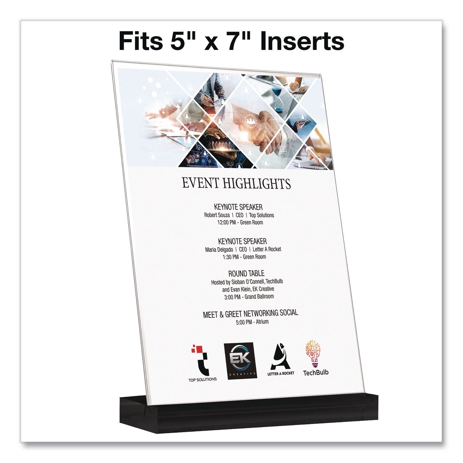 Acrylic Sign Holder With Black Angled Base, 5 X 7 Insert