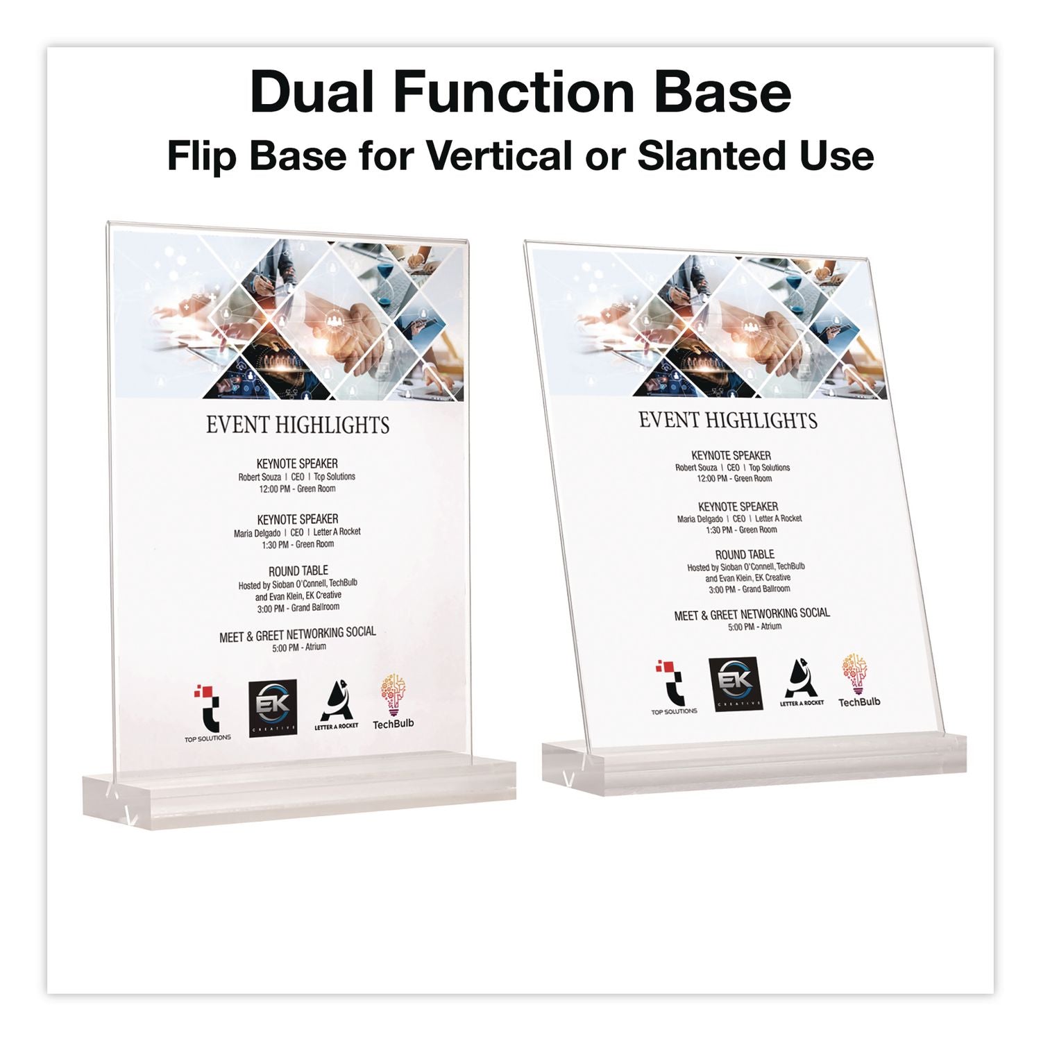 Acrylic Sign Holder With Dual Function Base, 8.5 X 11 Insert